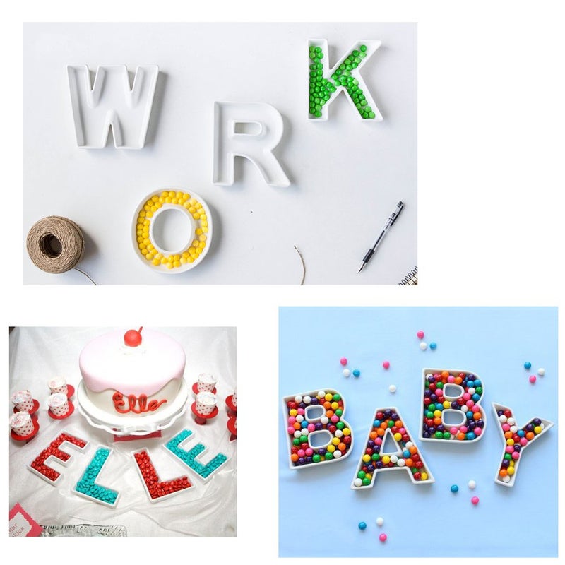Coffeezone Small Ceramic Letter Dish & Plates for Candy/Nuts Ideas, Wedding Party Decor (Letter D) - Image 4